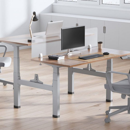 Ergo Office Поставка за бюро от Метал с Регулатор в Сив Цвят 2x125x128см