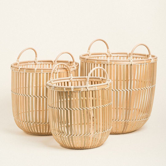 Bambuskörbe 38 x 35 cm Set aus 3 Schönes Zuhause