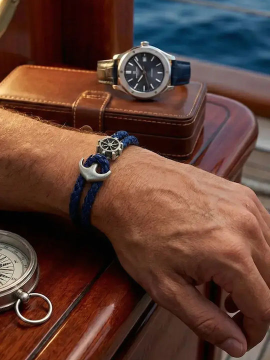 SteweHome Men's Bracelet with Anchor Design Made of Leather