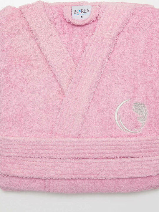 Borea Logo Bademantel mit Kapuze Rosa 420g/m²