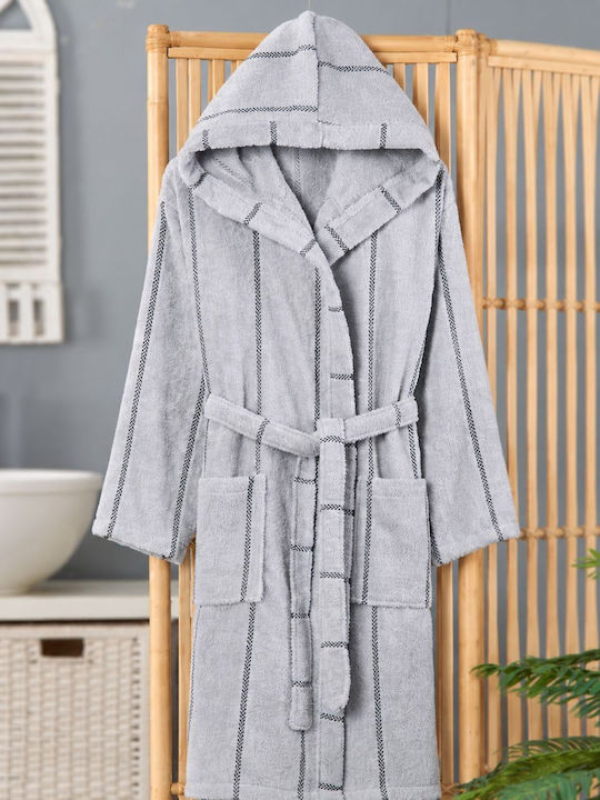 Халат с Качулка в Сив Цвят 450гр/м²