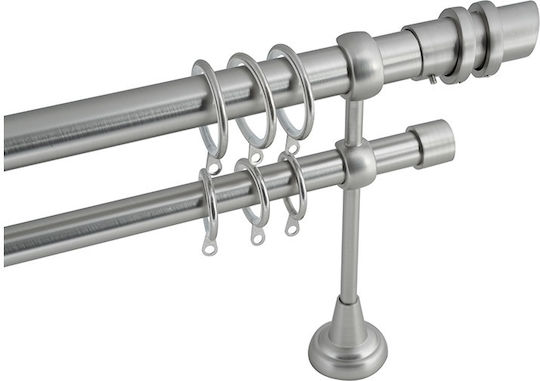Frans Ausziehbar Metallisch Vorhangstange A1 Doppel mit Stange Φ25mm 140-250cm Nickel Matte