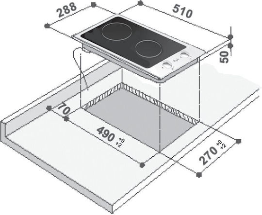Whirlpool AKT 315 Domino Κεραμική Εστία Αυτόνομη Inox 29x51εκ.