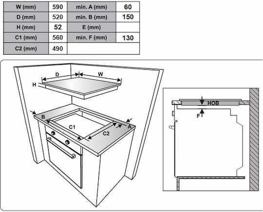 MultiHome Ceramic Autonomous Cooktop 59x52cm