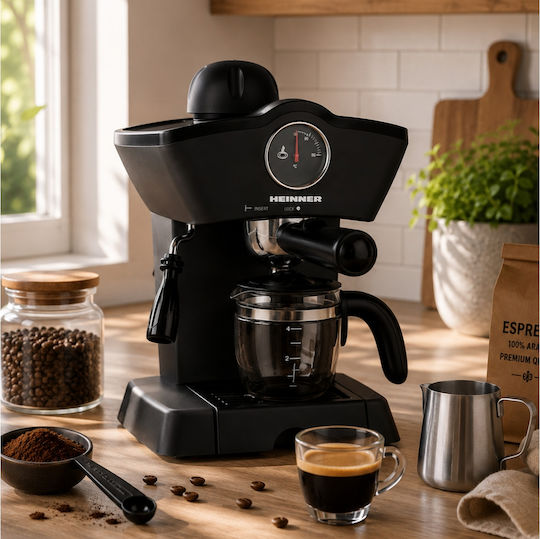 Automatic Espresso Machine 800W Pressure 3.5bar Black HEM-200BK