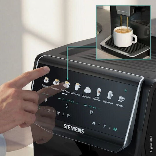 Eq500 iAroma Αυτόματη Μηχανή Espresso 1500W Πίεσης 15bar για Cappuccino με Μύλο Άλεσης Μαύρη TP553E07