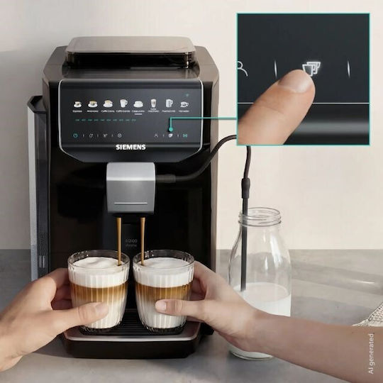 Eq500 iAroma Αυτόματη Μηχανή Espresso 1500W Πίεσης 15bar για Cappuccino με Μύλο Άλεσης Μαύρη TP553E07