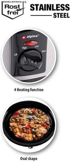 Alpina Appliances Бавно Готвещ Уред 240W с Капацитет 3.5л Сребрист