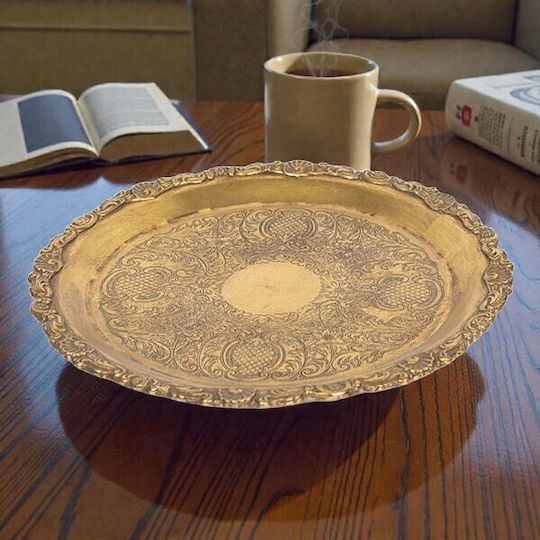 Decorative Polyresin Round Tray 25x25x1.5cm 2 Pieces