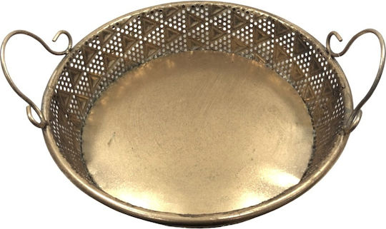 Inart Διακοσμητικός Δίσκος Metallisch Oval Gold 3Stück