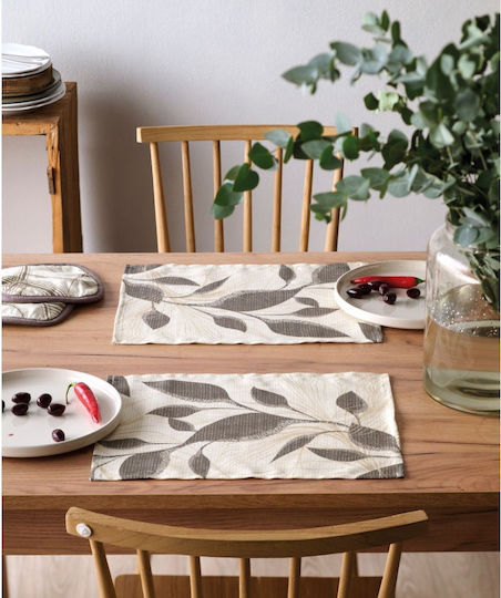 Kentia Loft Felce Platzdeckchen Stoff Beige 45x33cm 4Stück