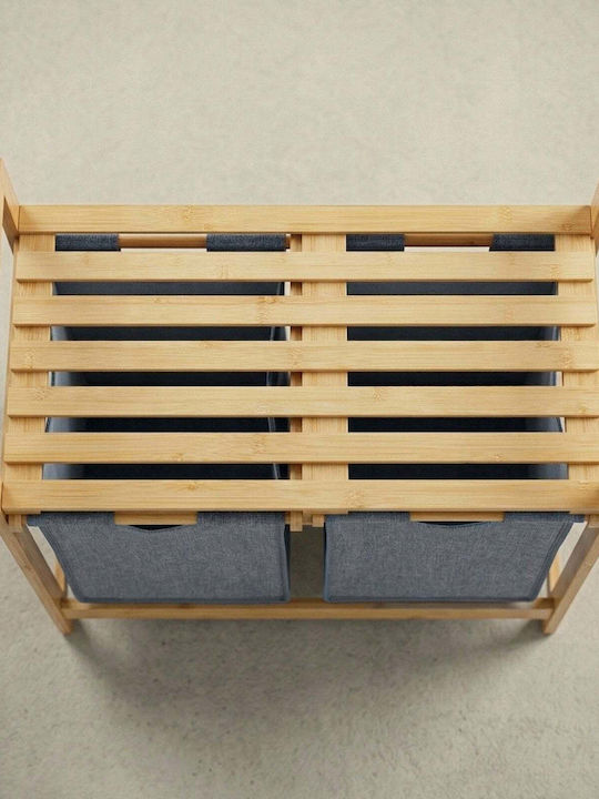 Vilde Wäschekorb Bamboo 70l mit Deckel 33x63x74cm Beige