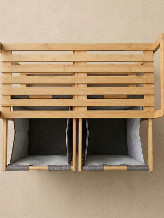 Vilde Wäschekorb Bamboo 70l mit Deckel 33x63x74cm Beige