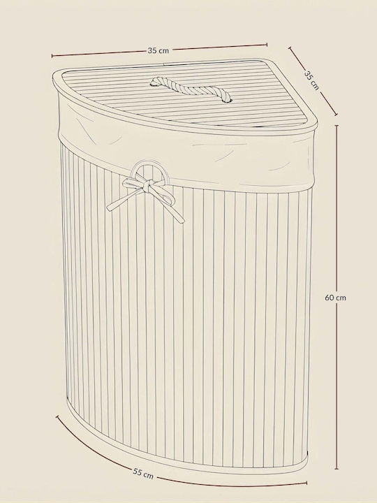 Springos Кошница за пране Bamboo 60л с Капак 35x35x35см Бяла