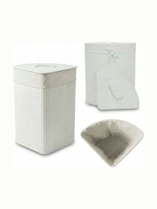 Springos Кошница за пране Bamboo 60л с Капак 35x35x35см Бяла