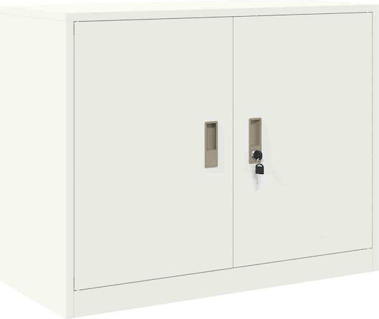 Büroaufbewahrungsschrank Metall mit Schloss Weiß 90x40x175cm