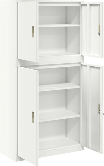 Büroaufbewahrungsschrank Metall mit Schloss Weiß 90x40x175cm