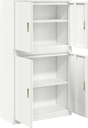 Büroaufbewahrungsschrank Metall mit Schloss Weiß 90x40x160cm