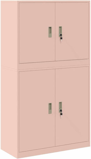 vidaXL Office Storage Cabinet Metal with Lock Pink 90x40x160cm