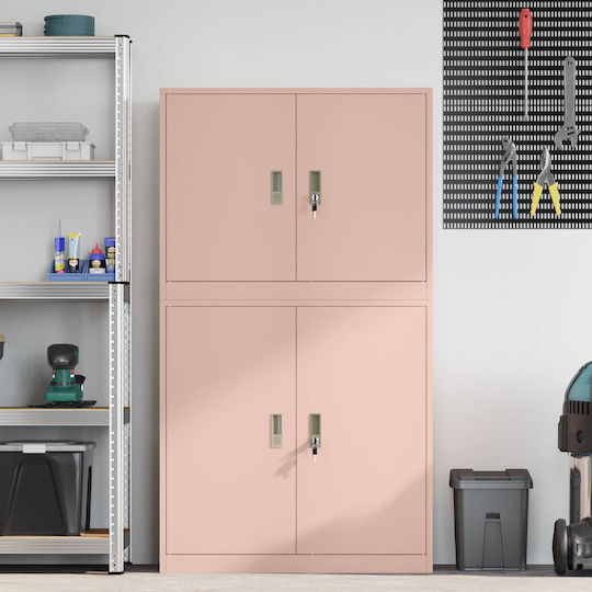 vidaXL Office Storage Cabinet Metal with Lock Pink 90x40x160cm