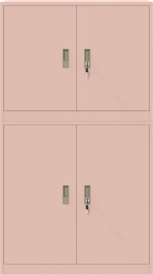 vidaXL Office Storage Cabinet Metal with Lock Pink 90x40x160cm