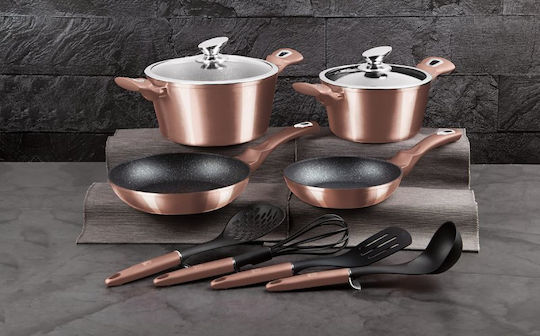 Berlinger Haus Metallic Line Kochgeschirr-Set aus Aluminium Rose Gold Collection mit Steinbeschichtung 4 Teile