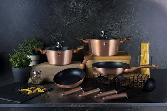 Berlinger Haus Metallic Line Kochgeschirr-Set aus Aluminium Rose Gold Collection mit Steinbeschichtung 4 Teile