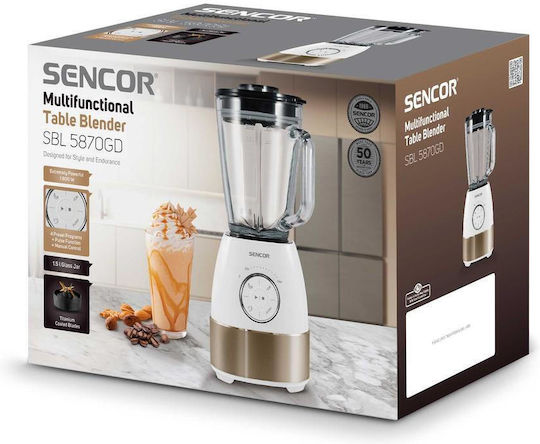 Sencor Μπλέντερ με Γυάλινη Κανάτα 1.5 lt 1800W Λευκό SBL 5870GD