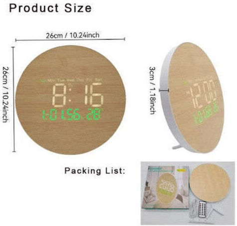 Tabletop Clock with Indicators Wooden with Alarm Clock Green JG-07156
