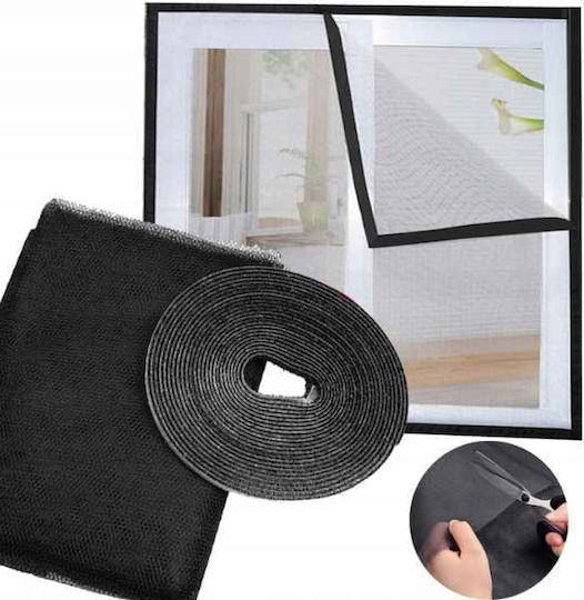 Plasă De Țânțari Pentru Fereastră Cu Scai Stabilă Din Poliester Neagră 130x130cm