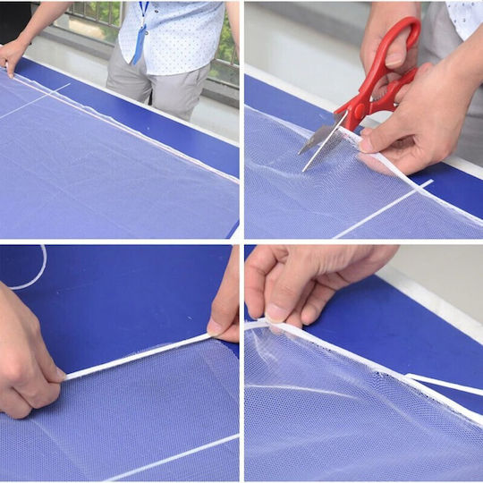 Vibac Plasă De Țânțari Potrivită Pentru Animale De Companie Ușa Cu Scai Stabilă Din Poliester Albă 200x60cm