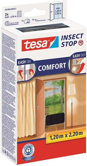 Tesa Moskitonetz Tür mit Klebeband Dauerhaft Schwarzes 220x65cm