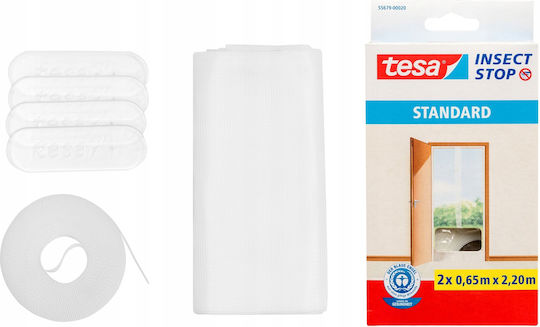 Tesa Cutcase Standard Мрежа Врата с Велкро Стабилна от Пластмаса Бяла 220x120см