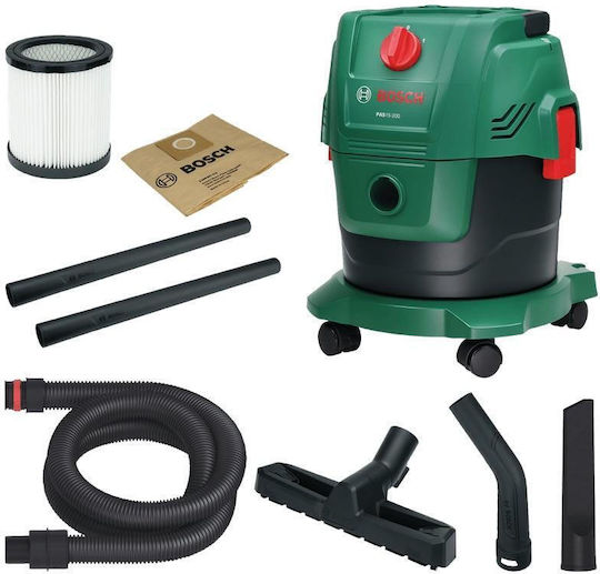 Bosch PAS15-200 Σκούπα Υγρών / Στερεών 1000W με Πλαστικό Κάδο 15lt Πράσινη