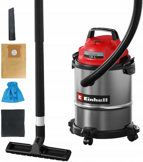 Einhell TC-VC 1540S Прахосмукачка за мокро / сухо почистване 900W с инокс контейнер 15 л сребриста