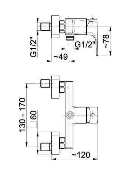 KFA Mixing Shower Faucet Thermostatic Silver