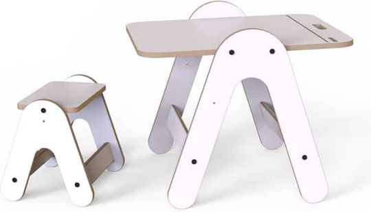 Kids Table and Chairs Set made of Wood White Mamatoyz