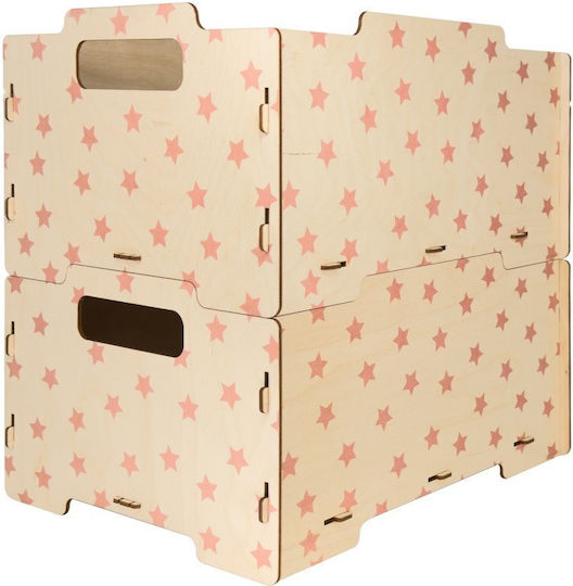 Ango Kinder-Spielzeugkiste Aus Holz Rosa 26,5x34,5x18,5cm 2Stücke