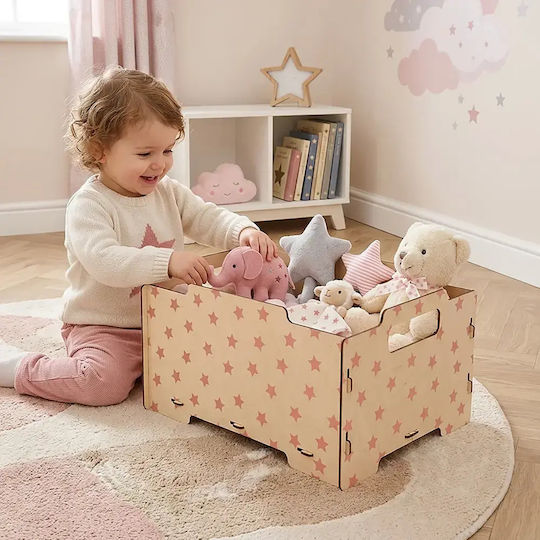Ango Kinder-Spielzeugkiste Aus Holz Rosa 26,5x34,5x18,5cm 2Stücke