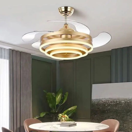 Powertech Ventilator De Tavan 106cm Cu Lentile De Mărire Transparent / Auriu