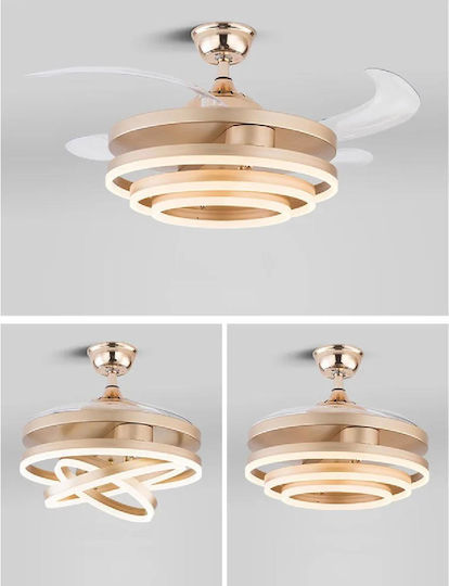 Powertech Ventilator De Tavan 106cm Cu Lentile De Mărire Transparent / Auriu