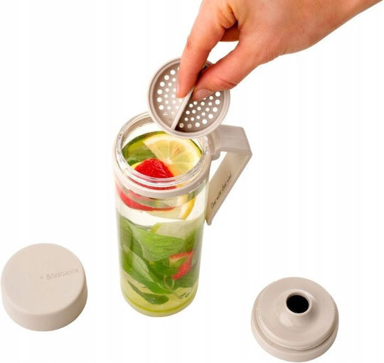 Brabantia Brabantia Wasserflasche Glas mit Schraubdeckel Beige 500ml