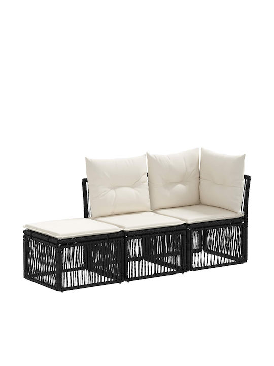 Three-Seater Outdoor Rattan Sofa with Cushions 62x62x70cm