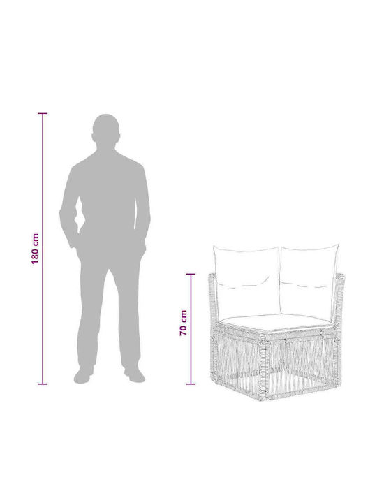 Three-Seater Outdoor Rattan Sofa with Cushions 62x62x70cm