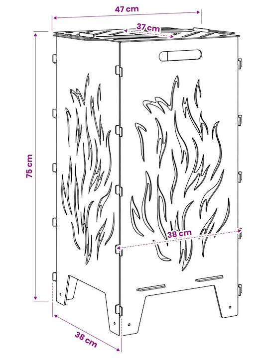 vidaXL Feuerstelle Für Draußen Metallisch 47x38x75cm