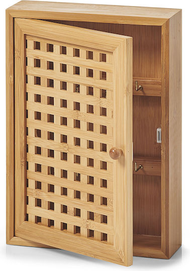 Zeller Wall Key Box Wooden 8 Hooks 19x6x27cm