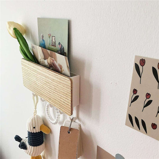 Yamazaki Metallic White Wall Key Holder 5 Hooks 18x3x9.5cm