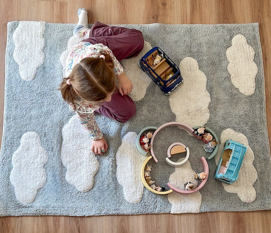 Baby Bliss Детско килимче Облаци Памучно Сив 100x140см