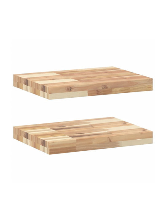 vidaXL Rectangular Bookcase Shelf Made of Solid Wood in Brown Color 60x30x4cm 3279448 2 Pieces