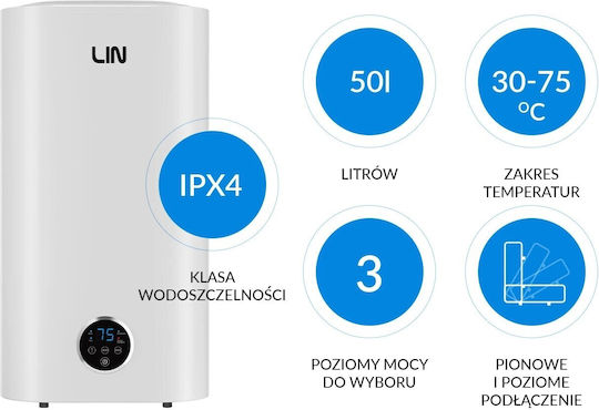 Lin Universal Електрически котел 50lt Inox Вертикален 2kW